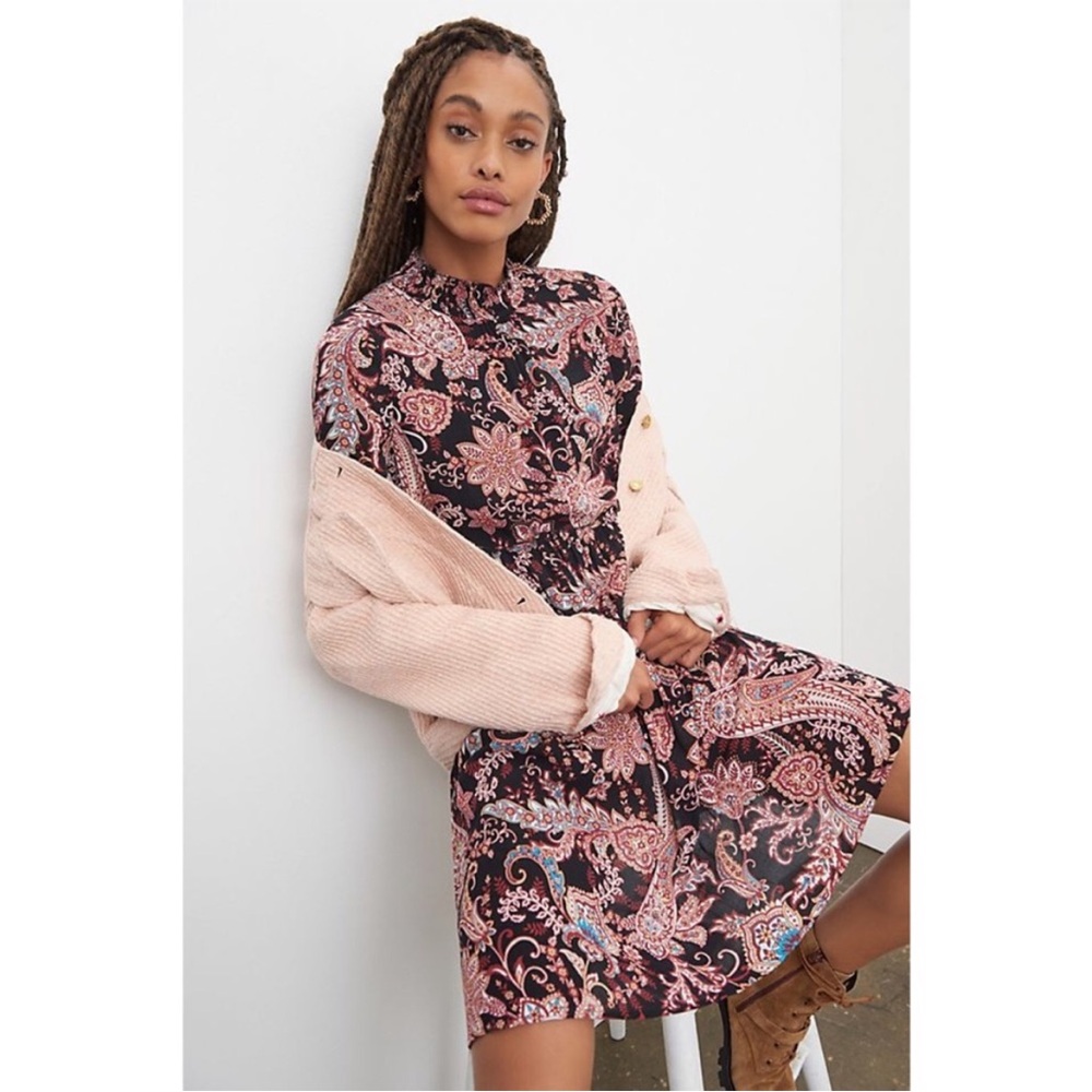 Anthropologie Cady Tiered Paisley Tunic Mini Dress Size Small